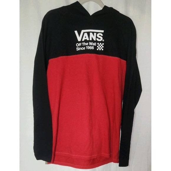 Vans Off The Wall Pullover Hoodie Men's XL Hooded Sweatshirt Black Red White - Picture 1 of 7